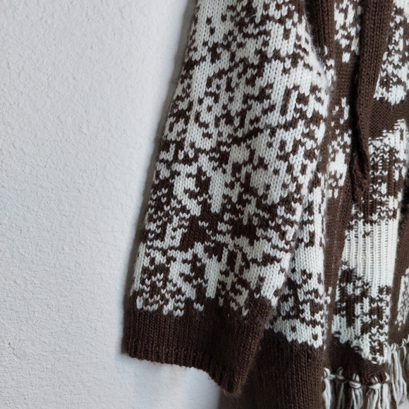 See and Be Seen Oversized Wool Blend Fringe Cardigan Sweater Size S/M - Picture 5 of 8